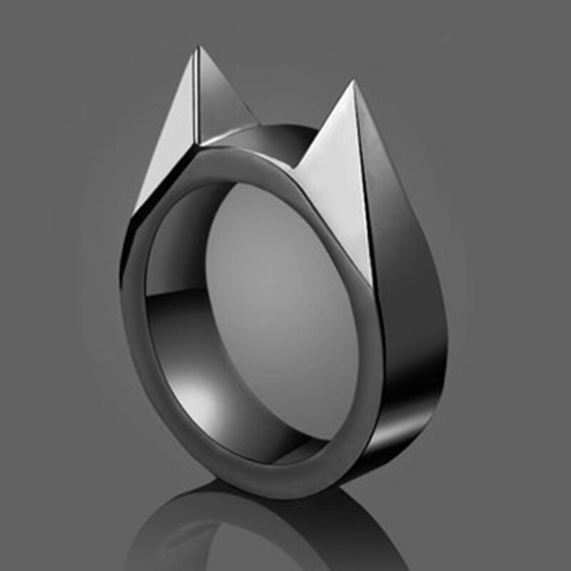 Cincin pertahanan diri Mini pria/wanita, aksesori perhiasan cincin serangan bentuk telinga kucing multifungsi logam telinga kucing