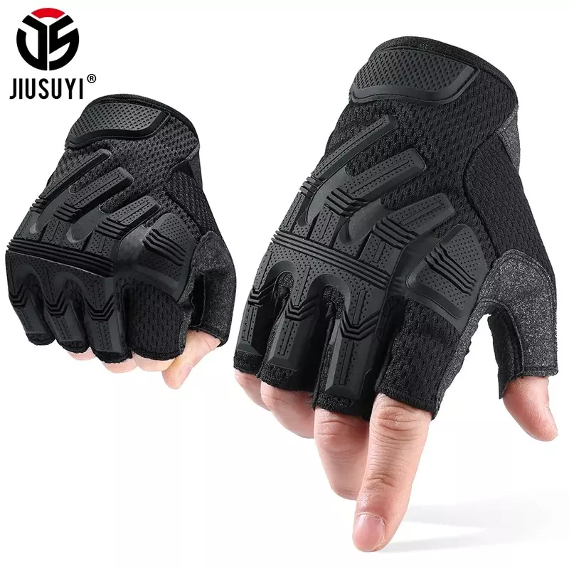 Tactical Mittens Half Finger Gloves Fingerless SWAT Glove Breathable Rubber Protective Hunt Airsoft Bicycle Shooting Driving Men