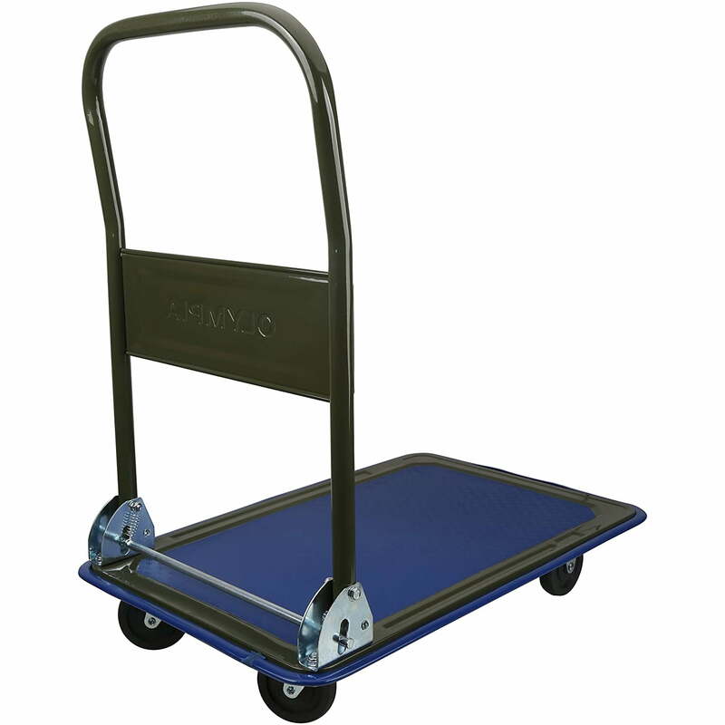 Handling tools 300 Pound Capacity Heavy Duty Utility Rolling Cart, Blue/Gray