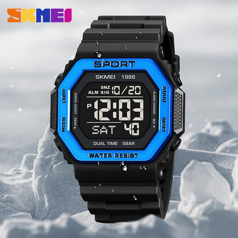 Skmei-relógio esportivo digital masculino, de luxo, à prova d'água, com contagem regressiva, marca original, com data e semana, movimento eletrônico