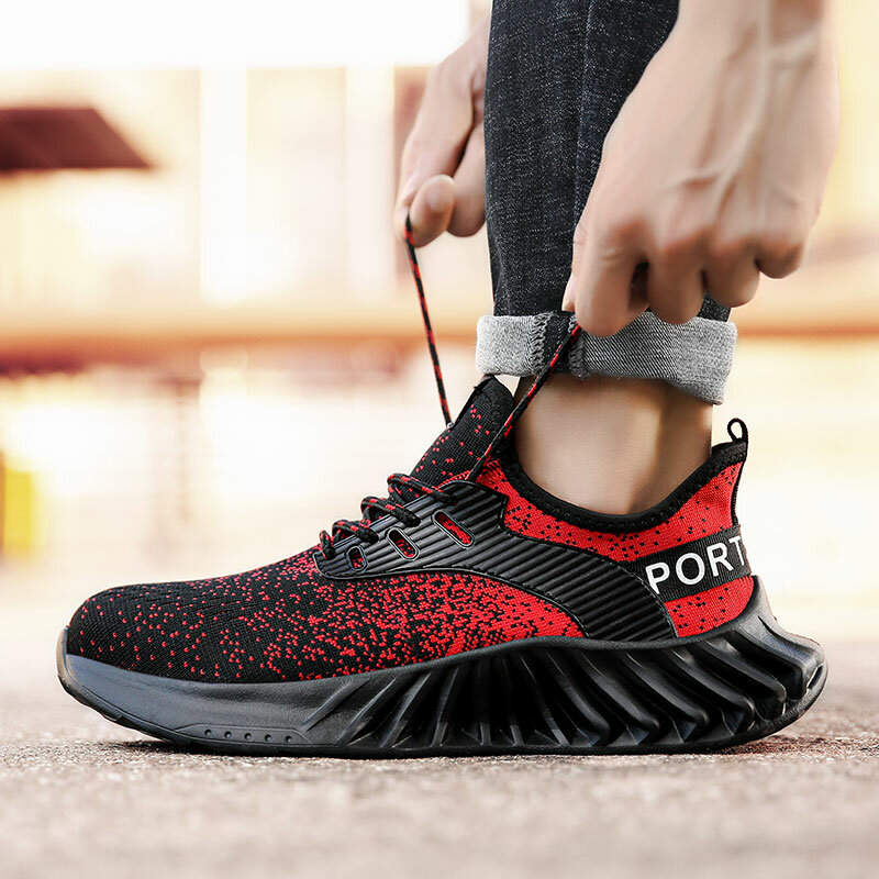 Men's shoes summer breathable lightweight shock-absorbing cushioned protective Labor protection shoes anti impact puncture shoe