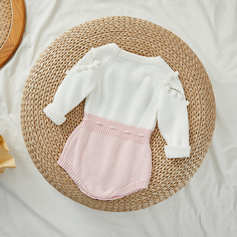 Visogo-ベビーニットのオーバーオール,長袖,ラウンドネック,0〜24か月の赤ちゃん用の秋冬服