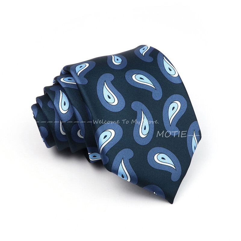 Hot Sale Gracefully Polyester Neckties Blue Paisley Ties For Wedding Party Daily Shirt Suit Cravat Accessories Decoration Gifts