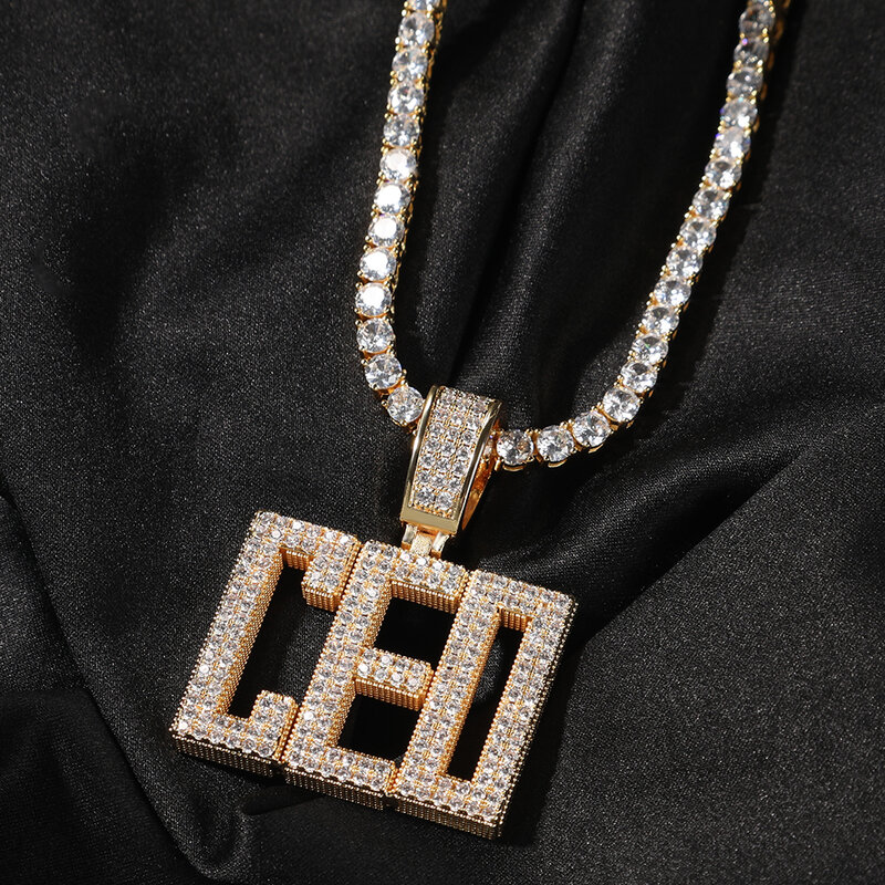 Uwin Block Letters collana con nome iniziale personalizzato ciondolo personalizzato con catena da Tennis Iced Out Cubic zircone Hiphop Jewelry