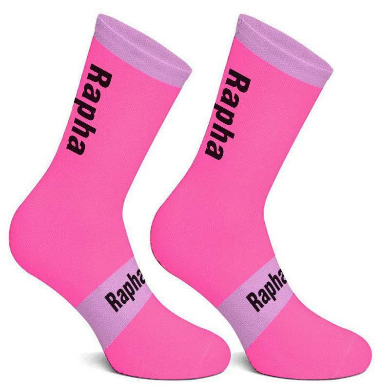 Raph-Calcetines de compresión para hombre y mujer, medias a rayas de 4 colores, resistentes al desgaste, para bicicleta de carretera, Color negro, 2023