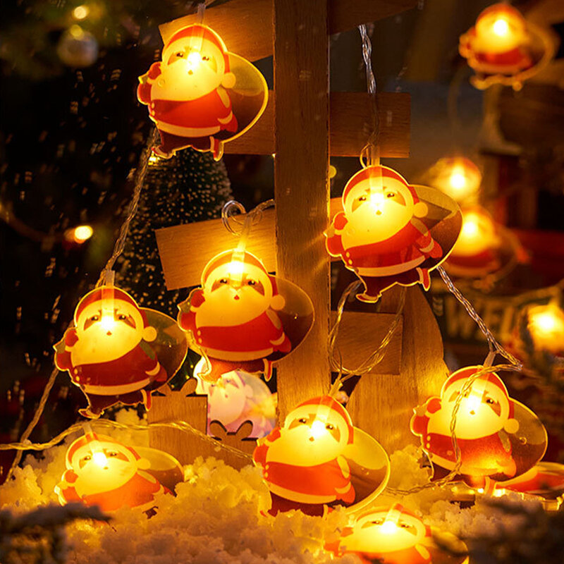 Natal Papai Noel String Lights, LED à prova d'água, Ao ar livre, Fairy Lights for Garden, Varanda, Pátio, Pathway Decor