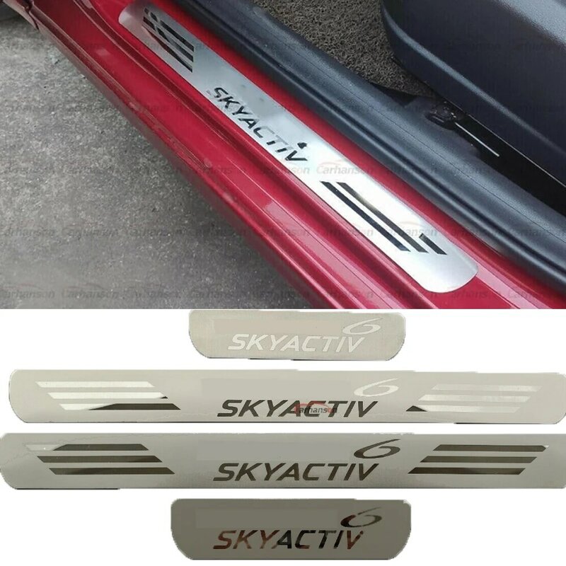 Protector de placa de desgaste para puerta de coche, pegatinas embellecedoras de acero inoxidable para Mazda 6, accesorios 2016, 20217, 2018, 2023