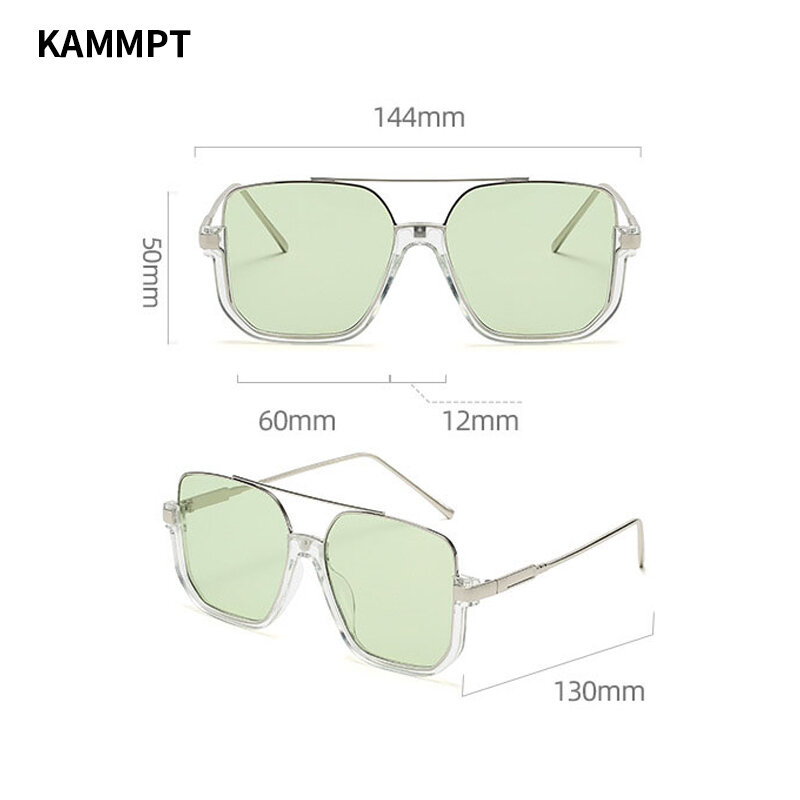 KAMMPT-خمر النظارات الشمسية المتضخم للرجال والنساء ، ظلال مربعة ، نظارات الموضة ، Ins العصرية ، تصميم العلامة التجارية شعبية ، نظارات الشمس UV400