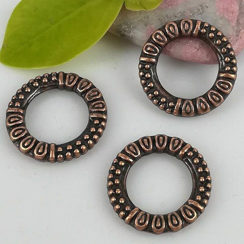 12PCS 17mm antiqued copper color 17mm crafted ring frame design  charms H0779