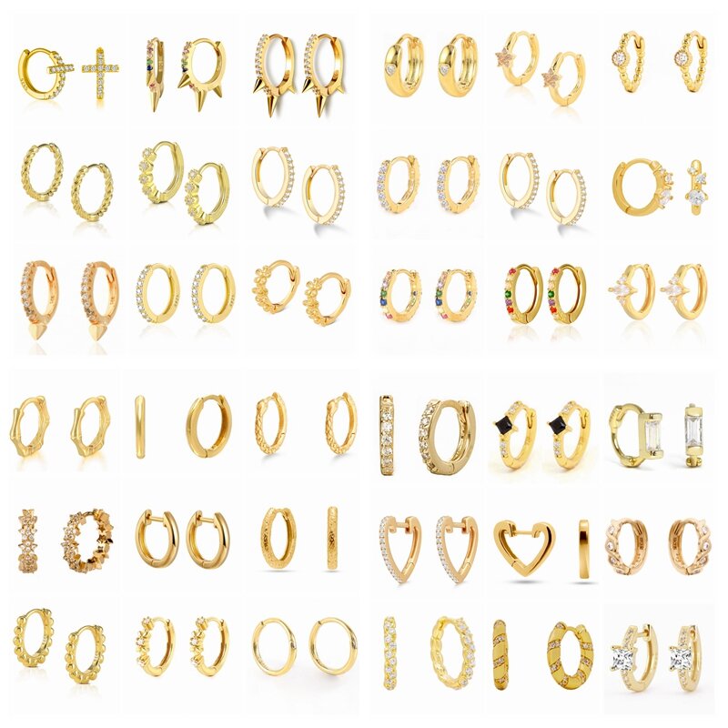 ROXI Minimalism Round Heart Pin Crystal Hoop Earrings for Women 925 Sterling Silver Earing Glossy Earrings Jewelry Pendientes
