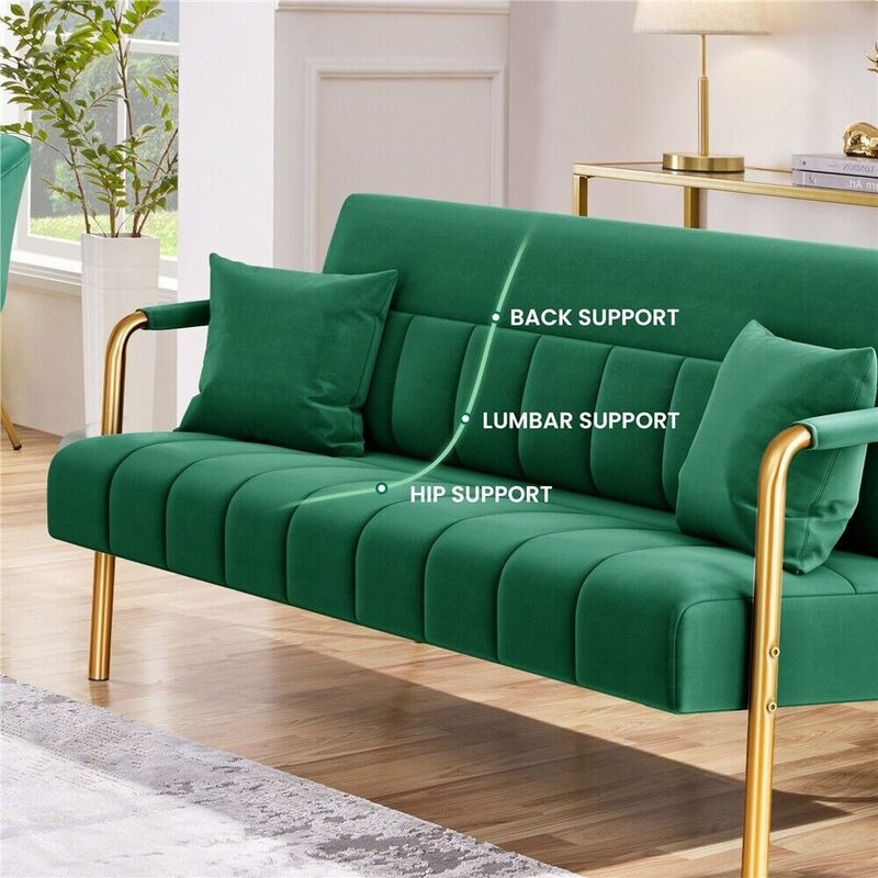 2 Seater Velvet Sofa Modern Small Loveseat Couch for Bedroom Living Room Studio