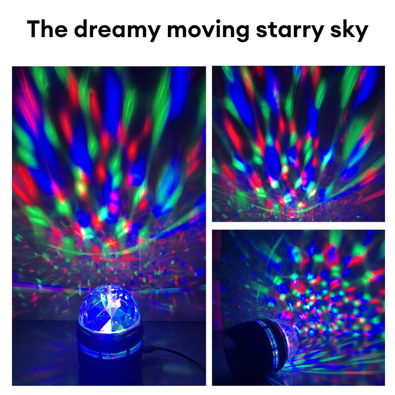 RGBカラフルスター投影ライト回転マジックボールステージライトムーンギャラクシー投影ライト寝室LED装飾ライト