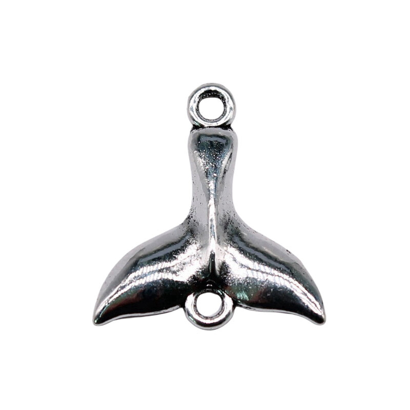 20pcs/lot 20x18mm Whale Tail Connector Charms For Jewelry Making Antique Silver Color 0.79x0.71inch