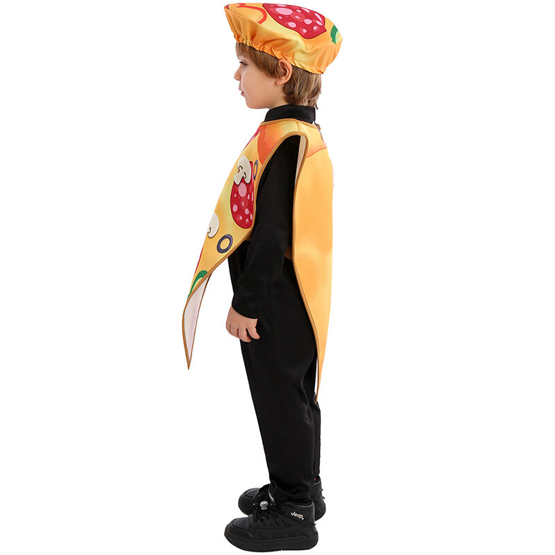 Unisex 2024 nuovo arrivo ragazzo ragazza preziosa Pizza mascotte divertente Pizza fetta Costume Set Costume di Halloween per i bambini