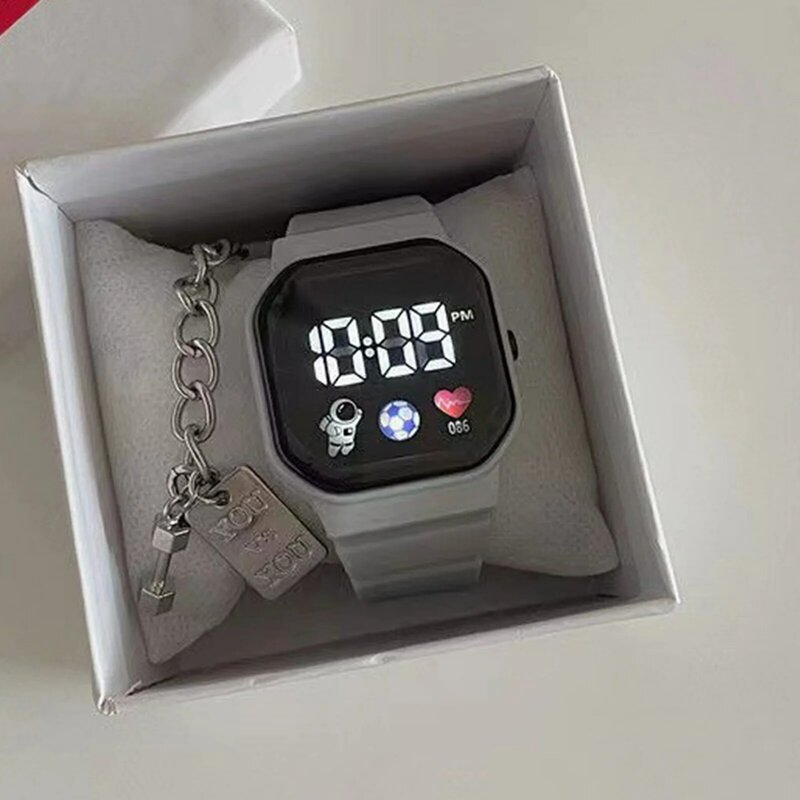 Jam tangan siswa LED kotak modis jam tangan tampilan Digital waktu presisi ringan untuk siswa sekolah dasar