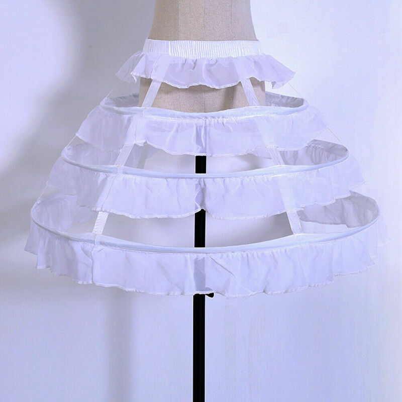 Enagua blanca y negra de 3 aros, Falda corta de Lolita, crinolina ajustable