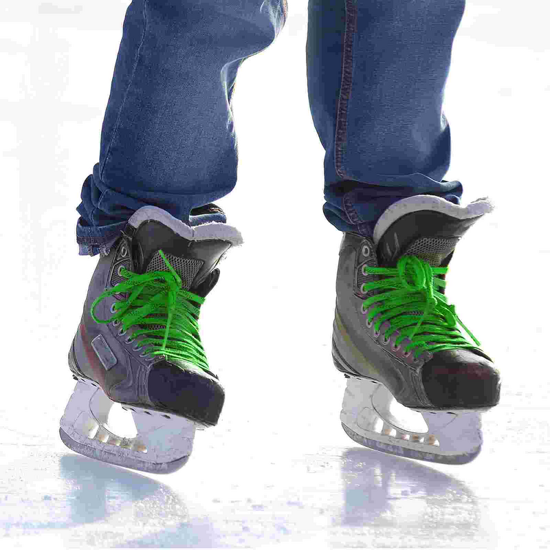 Tali sepatu Luncur lilin hoki es 96 inci ujung diperkuat kepang lapisan ganda untuk Sepatu seluncur hoki tali sepatu Ski hoki