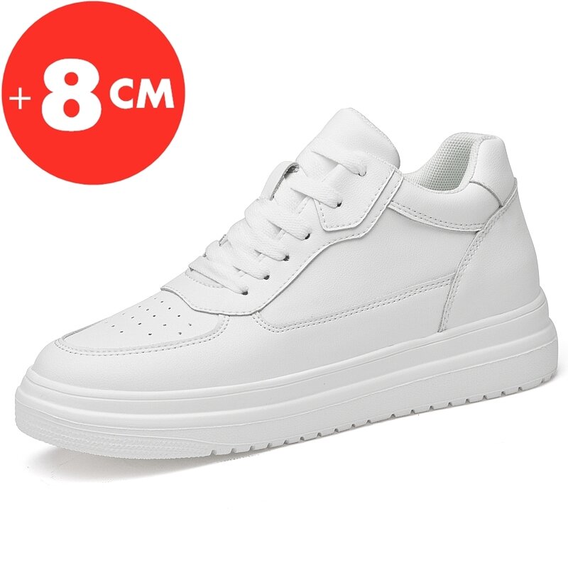 Sneakers Lift scarpe da uomo con rialzo soletta per aumentare l'altezza 8cm bianco nero scarpe più alte uomo tempo libero moda sport Plus Size 36-44