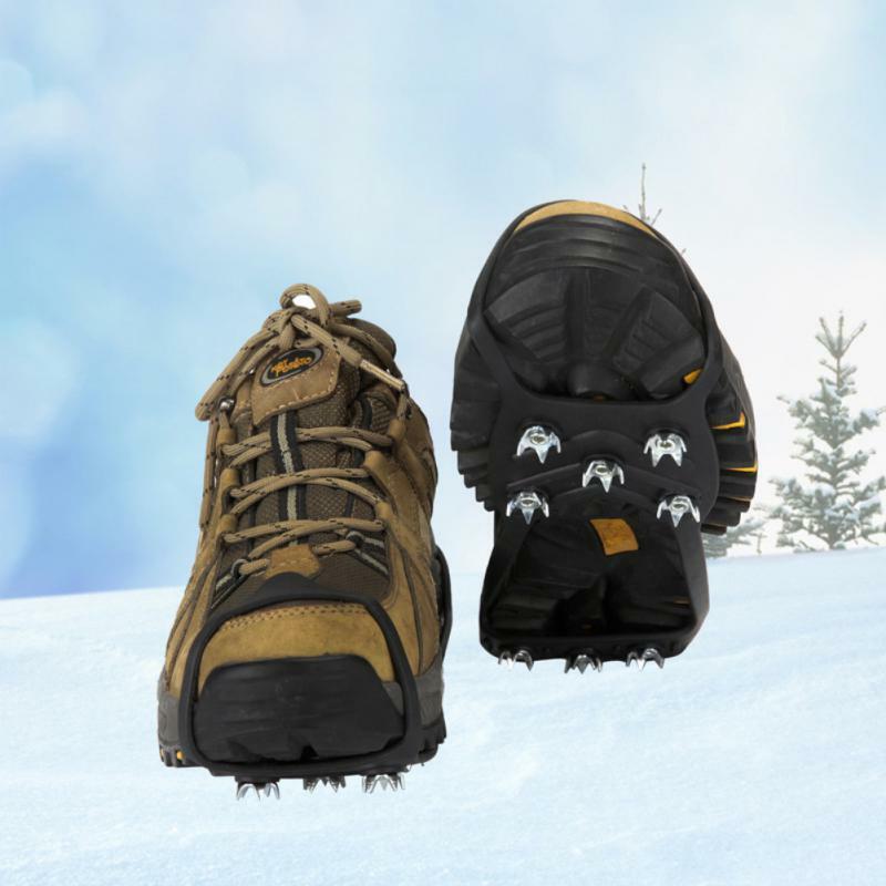 Sepatu cakar panjat tebing es salju, crampon 8 kancing anti-selip, sepatu jalan Kemah salju, peralatan luar ruangan musim dingin