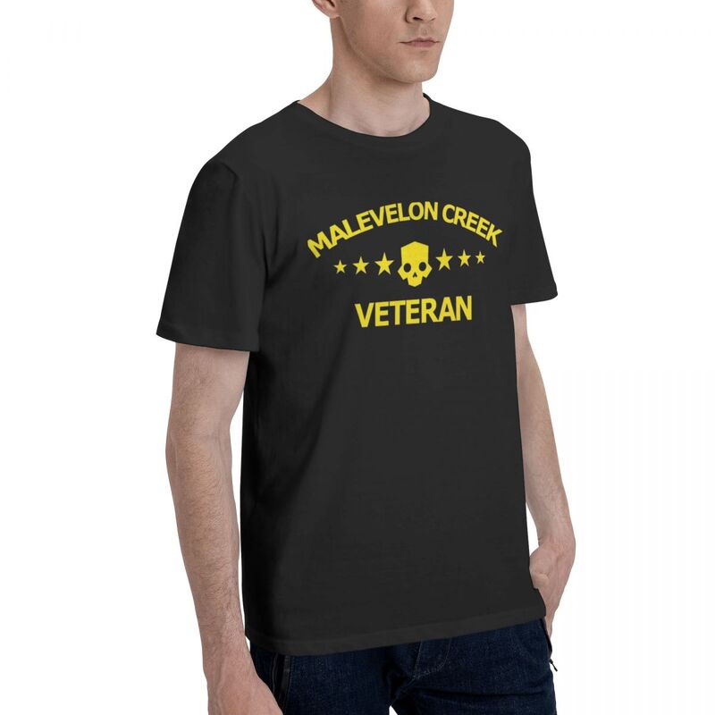 Helldivers 2 Malevelon Creek weteran koszulki męskie Vintage koszulka z czystej bawełny koszula z okrągłym kołnierzem koszulka z krótkim rękawem odzież na przyjęcia