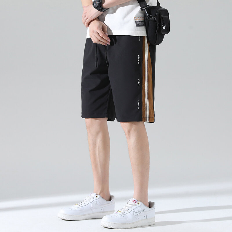 남성용 통기성 스플라이스 반바지, 운동복 농구 체육관 짧은 스웻팬츠, 와이드 레그, 헐렁한 캐주얼 패션 반바지, 2024 여름 신상