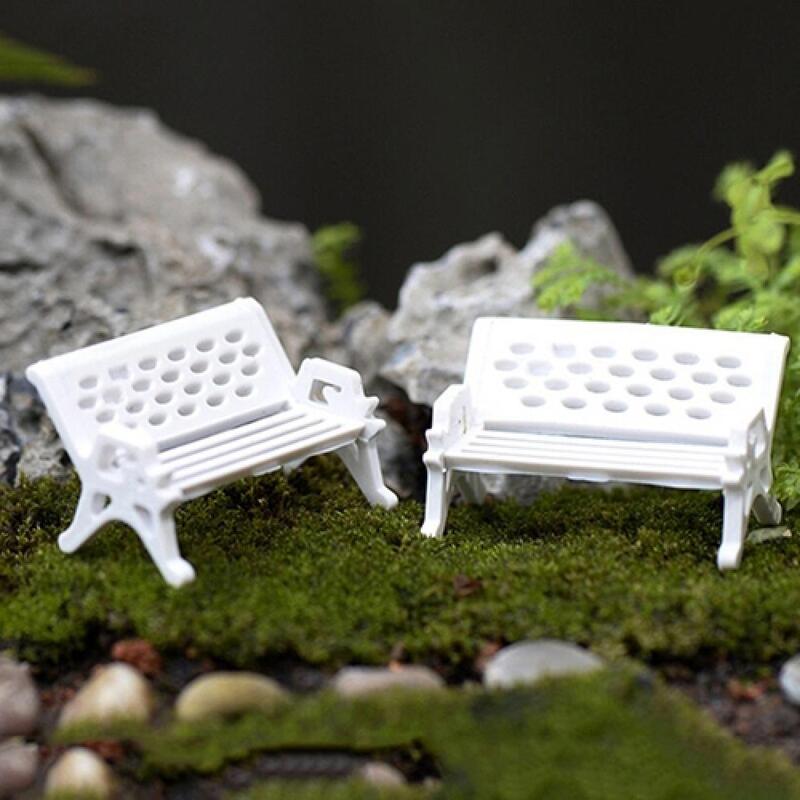 2 шт., миниатюрная скамейка на сиденье для парка, милые стулья, миниатюрное ремесло, сказочный кукольный домик, микро фигурка с орнаментом из смолы