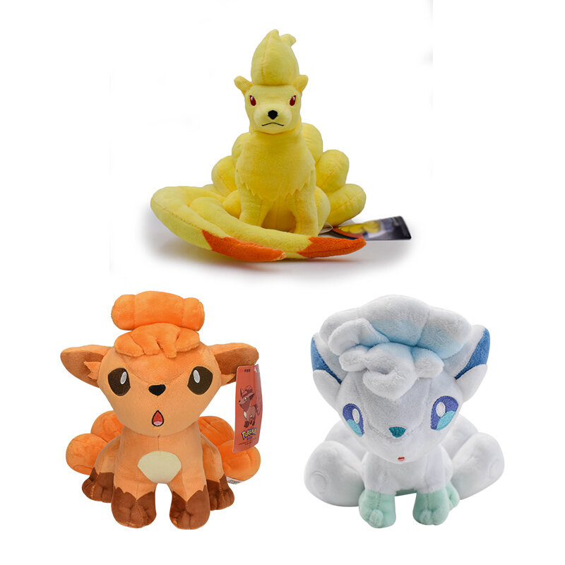 Pokémon Brinquedos de pelúcia macia, Aleibol, Vulpix, Boneca Ninetales, Anime fofo, Gelo, Presentes de Natal