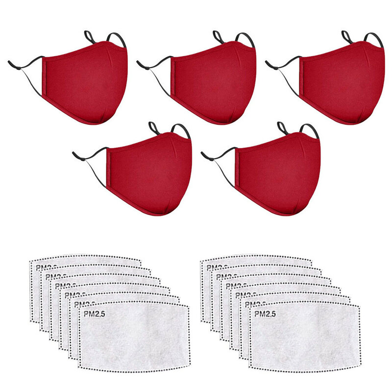 5-teilige Unisex-Unisex-Masken für Männer und Frauen 12-teilige austauschbare Filter patronen, wasch bare und wieder verwendbare Schutz maske