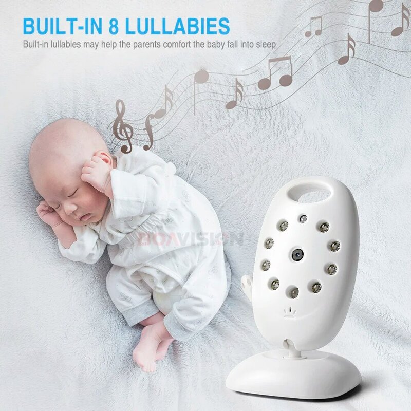 VB601 Video Baby Monitor Nirkabel 2.0'' LCD Babysitter 2 Way Talk Night Vision Suhu Keamanan Nanny Kamera 8 Lagu Pengantar Tidur