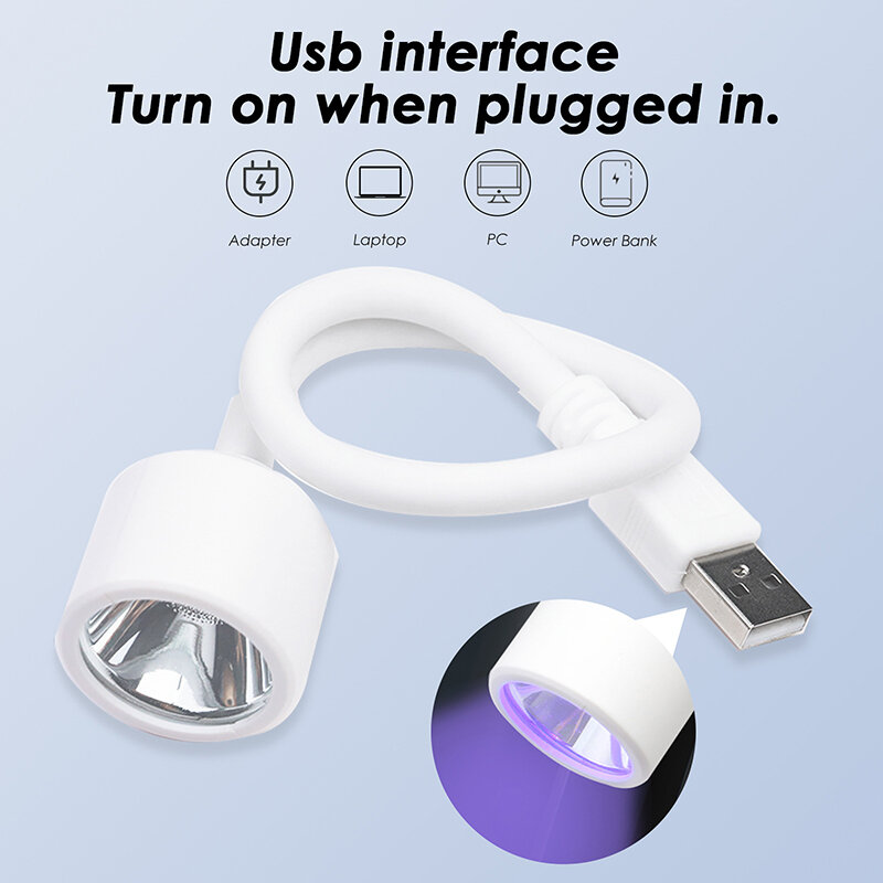 Mini secador de uñas portátil, lámpara UV LED USB, 6W, brazo de rotación de 360 °, luz de uñas de Gel rápida para bricolaje, hogar, salón de manicura