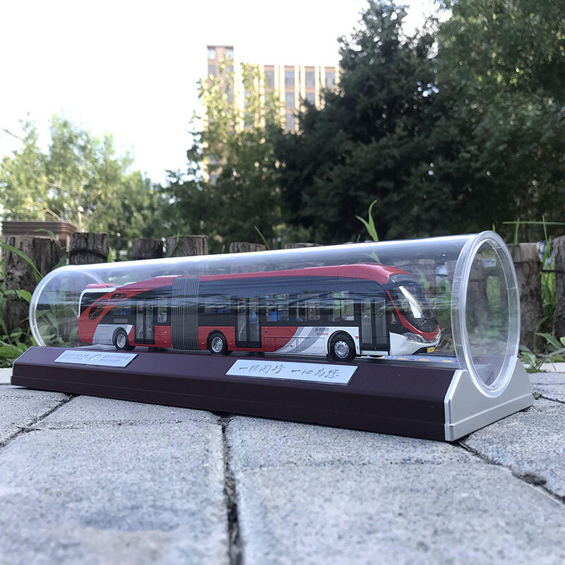 نموذج حافلة بيجينج سمكة حمراء صغيرة ، لعبة سبيكة ، حافلة 1:64 ، طريق 1 ينلونج ، هدية جمع