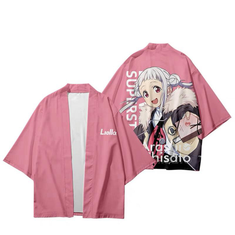 LoveLive SuperStar Kawaii Anime Jepang 3d Kimono Kemeja Pria Wanita Atasan Lengan Tujuh Titik Kasual Uniseks Jaket Kardigan Pakaian