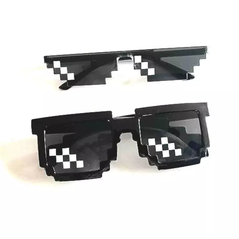 Zabawne mozaikowe okulary przeciwsłoneczne dla męskich kobiet Pixel czarny Retro Robot okulary przeciwsłoneczne Cool Party Vintage