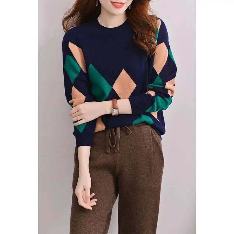 2024 New Women's Knitted Sweater Pure Merino Wool Winter Fashion Basic Round Neck Unique Top Autumn Warm Pullover  X143
