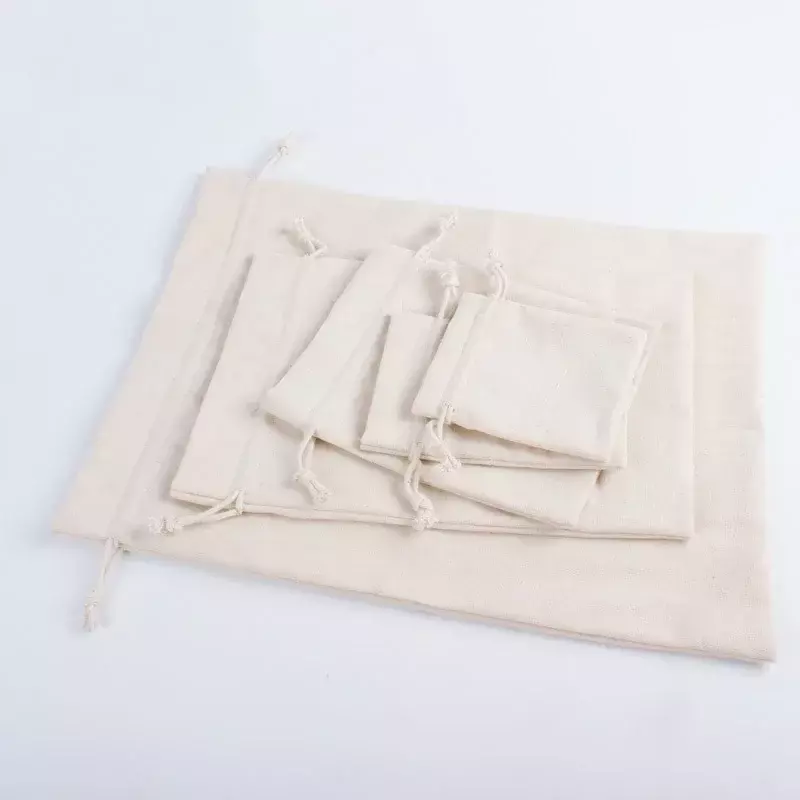 ถุงหูรูดผ้าฝ้ายลินิน5ขนาดถุงใส่ลูกกวาดอาหารถุงเก็บชากระเป๋าจัดระเบียบการทำครัวจิวเวลรี่ขายส่ง