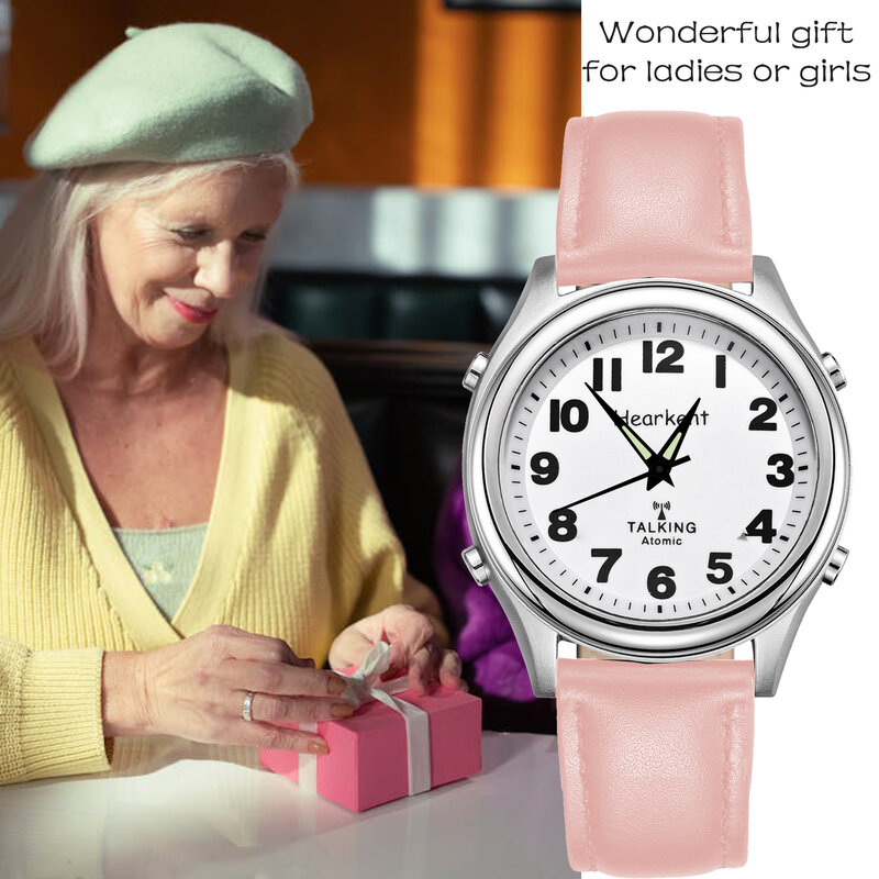 Reloj parlante para mujer ciega, relojes de cuarzo de moda con números grandes o ancianos