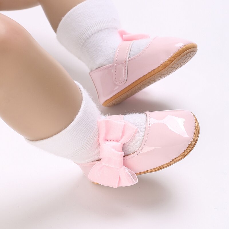 Baby Girls Cute Moccasinss Solid Color Bowknot Decor Soft Sole Flats Shoes First Walkers Non-Slip Summer Princess Shoes 0-18 M