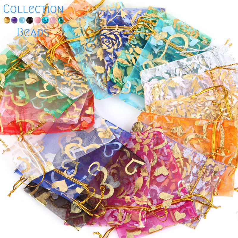 50pcs/Lot Colorful Drawstring Organza Bags Jewelry Packaging Bags Candy Wedding Party Bags Wholesale Gifts Pouches Wholesales