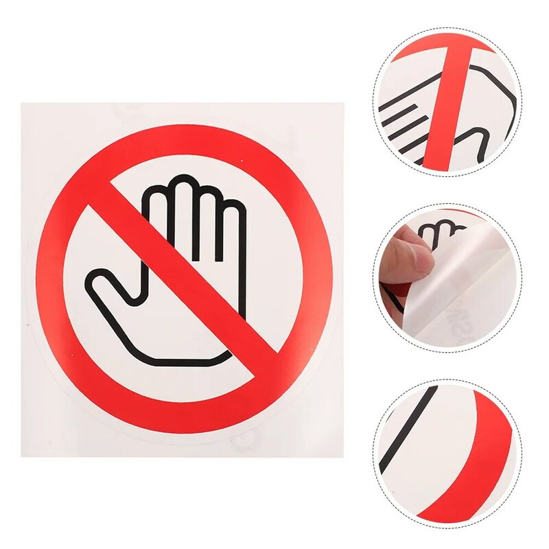 Auto-adesivo segurança sinais rótulos, não toque, adesivos do logotipo, 6pcs