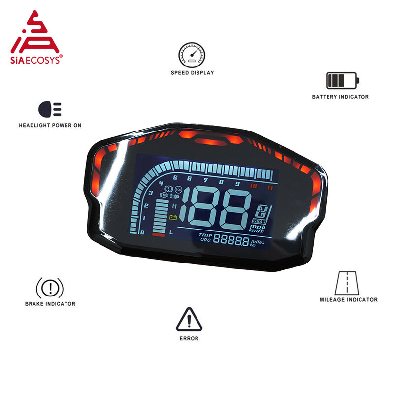 SiAECOSYS New DKD LCD-M Speedometer with LIN/CAN-BUS Optional Communication For Electric Scooter and Motorcycle