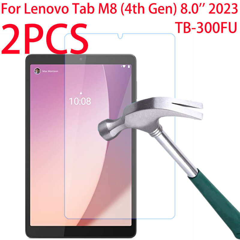 2 Packs Lenovo Tab M8 (4th Gen) 2023 8.0 inch Screen Protector TB300FU Tempered Glass Screen Film for Lenovo Tab M8 4th