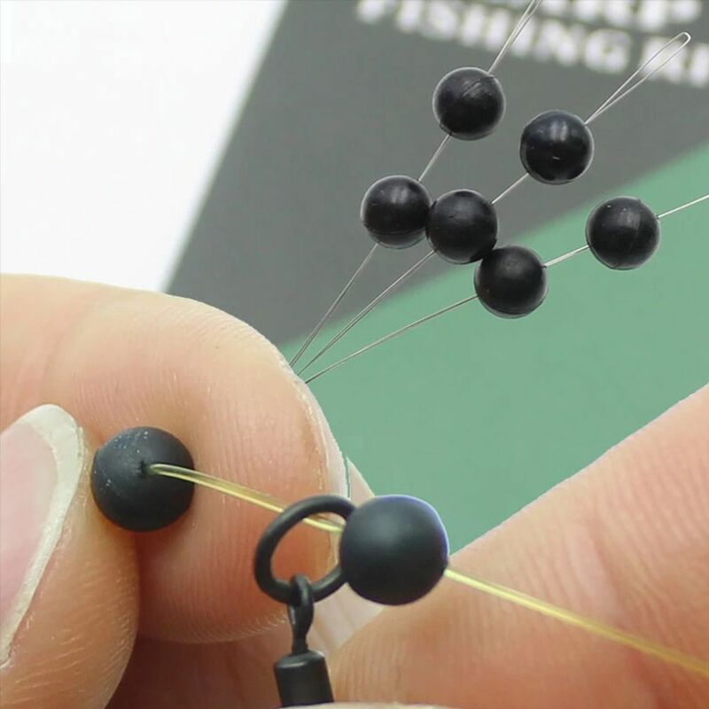 100pcs Fishing Beads Space Stopper Black 3mm-12mm Round Soft and hard beans Fishing Lures bait Hook Rig Accessories