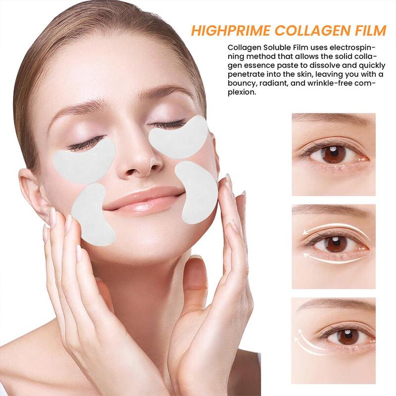 1 paio di Film solubile al collagene Highprime rughe antietà rimuovi le occhiaie maschera nutriente idratante Lift rassodante cura della pelle