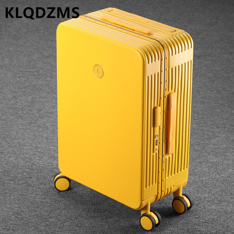KLQDZMS 20 "24" 26 "29 Cal, męski i żeński nowy bagaż na kółkach wysokiej jakości aluminiowa rama cicha uniwersalna walizka na kółkach