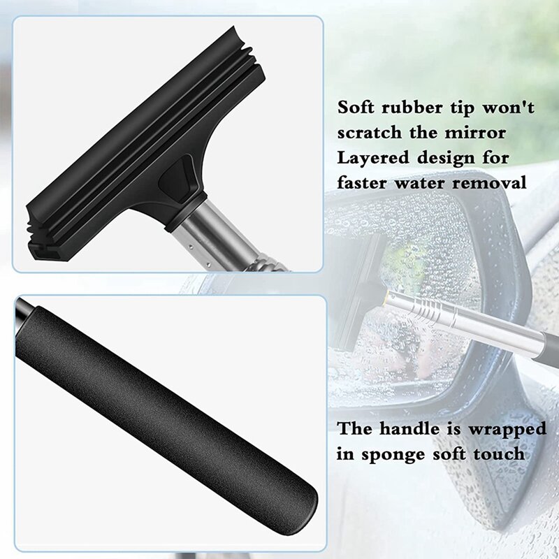 Mini raclette télescopique portable pour rétroviseur latéral de voiture, essuie-glace de rétroviseur