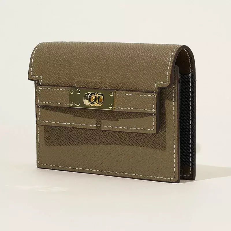 Porte-monnaie en cuir véritable pour femme, porte-cartes, pochette courte, mini sac à main, livre de poche, sacs d'argent