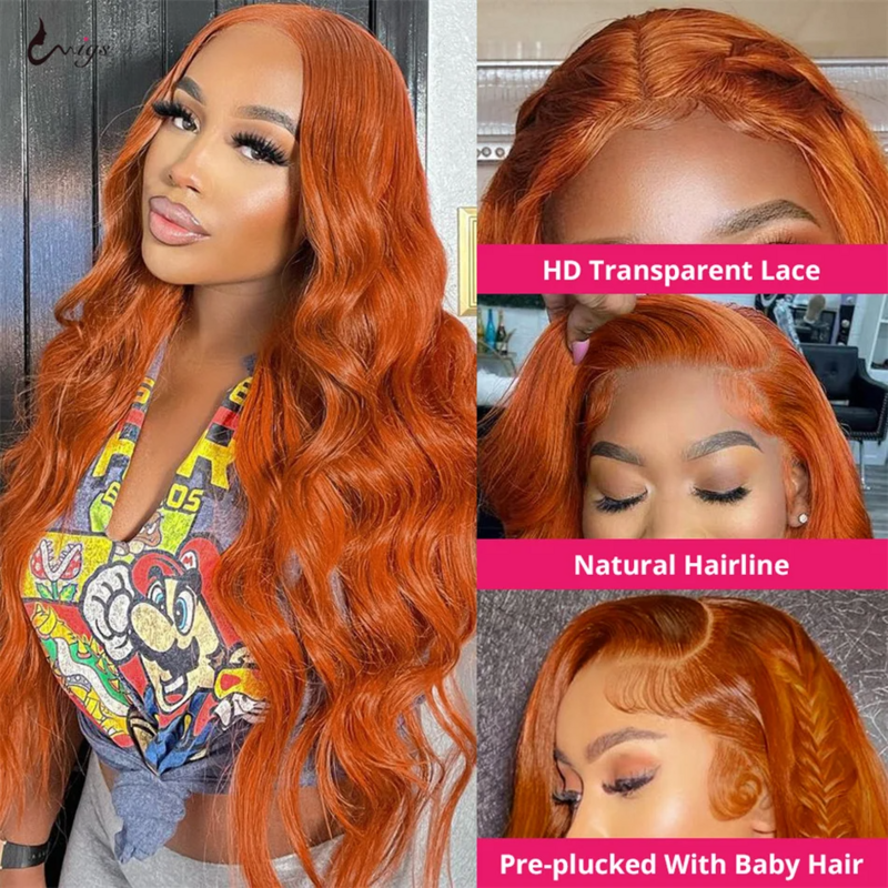 VideoOrange-Perruque Lace Front Wig Body Wave Naturelle pour Femme, Cheveux Colorés HD, 13x6, 13x4, 30 Pouces, Choix Bon Marché, en Solde