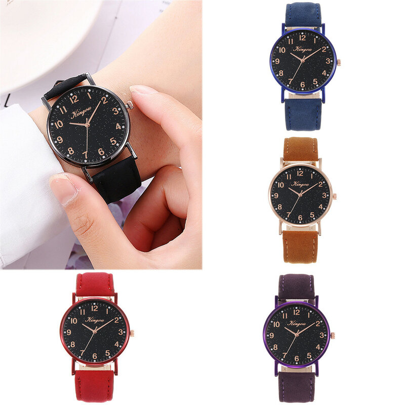 Relógio de couro para mulheres, relógios Sky Quartz, relógio elegante para feminino