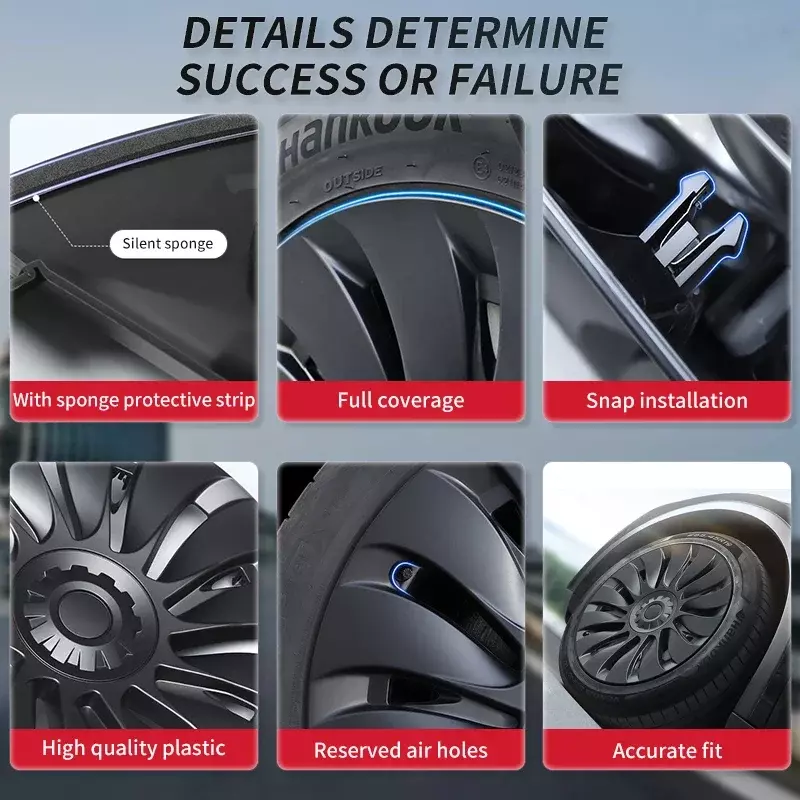 4PCS HubCap Performance copriruota Automobile Replacemen coprimozzo accessori per copertura completa del cerchione per Tesla Model Y 19 pollici 2018-2024