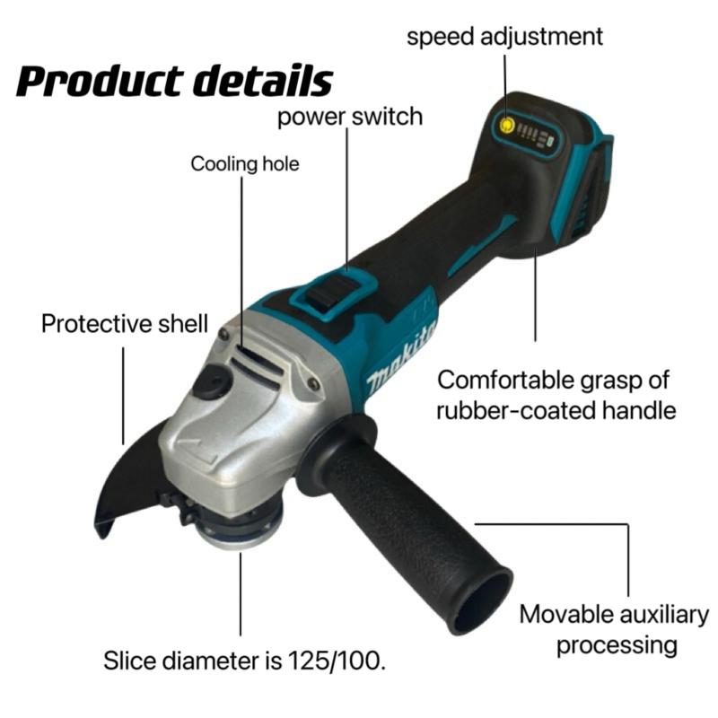Makita 18V GrinderTools 125/100mm Brushless Grinding Machine Power Tool Electric Grinder Rechargeable Wireless Drill Free Shippi